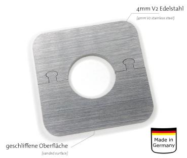 Edelstahl Rosette Fred 28mm eckig