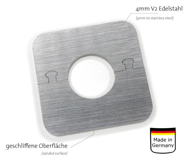 Edelstahl Rosette Fred 28mm eckig